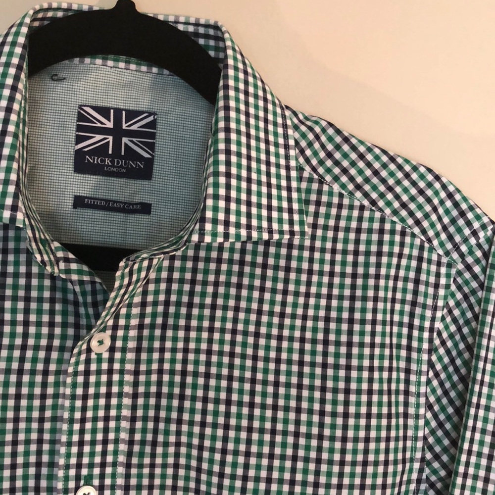 Nick Dunn Navy & Green Long Sleeves Shirt Size S